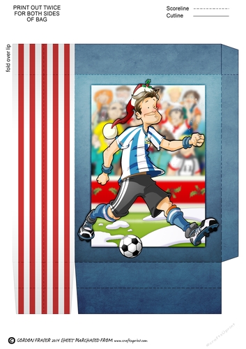 Football Dude Blue and White Stripe Christmas mini Gift Bag