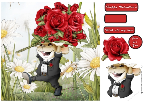 Mr Valentine Rose Mouse 8x8 Quick Card