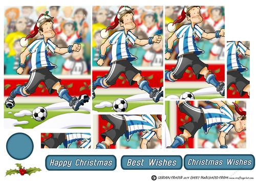 Football Dude Blue and White Stripe Christmas Pyramid