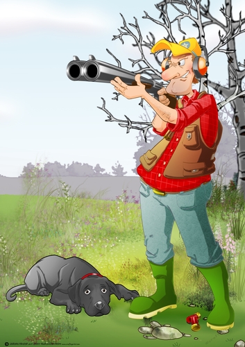 Pigeon Shooting Dude and his dog A4