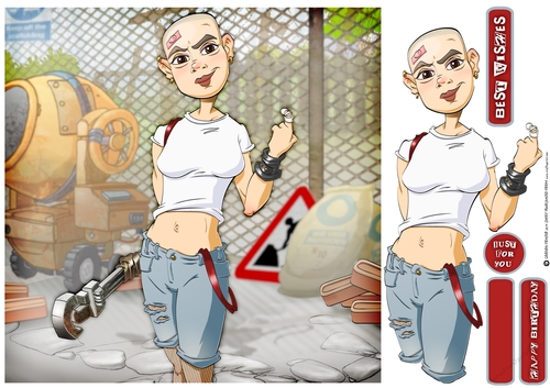 Skinhead Dudess 8x8 Card Front