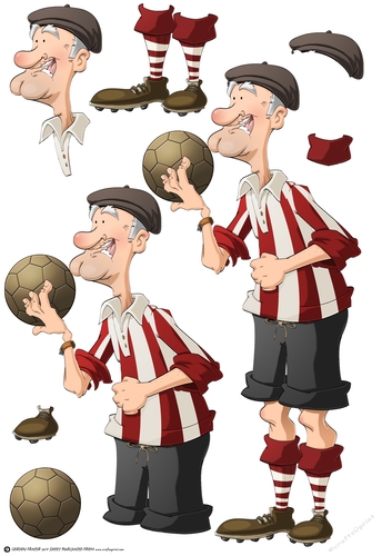 Red and White Stripe Old Footballer Dude Decoupage Sheet