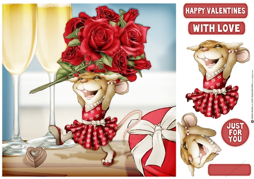 Mrs Valentine Rose Mouse 8x8 Card Front
