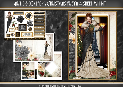 Art Deco Lady Freya Christmas 4 Sheet Mini Kit BLACK