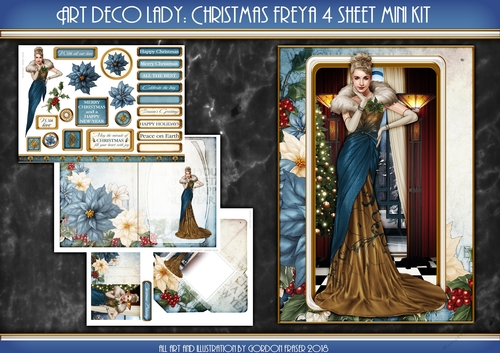 Art Deco Lady Freya Christmas 4 Sheet Mini Kit BLUE