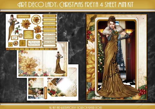 Art Deco Lady Freya Christmas 4 Sheet Mini Kit GOLD