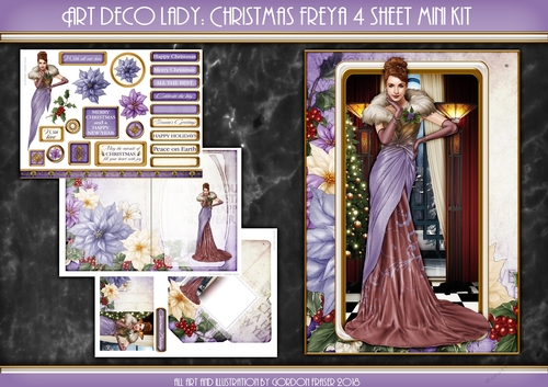 Art Deco Lady Freya Christmas 4 Sheet Mini Kit LILAC
