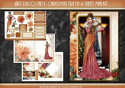 Art Deco Lady Freya Christmas 4 Sheet Mini Kit PEACH