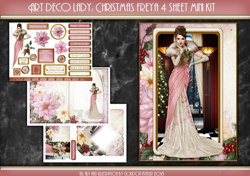 Art Deco Lady Freya Christmas 4 Sheet Mini Kit PINK
