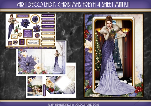 Art Deco Lady Freya Christmas 4 Sheet Mini Kit PURPLE