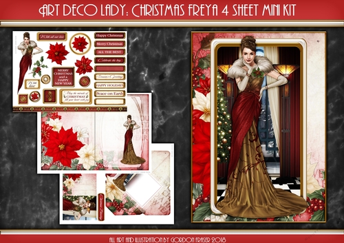 Art Deco Lady Freya Christmas 4 Sheet Mini Kit RED