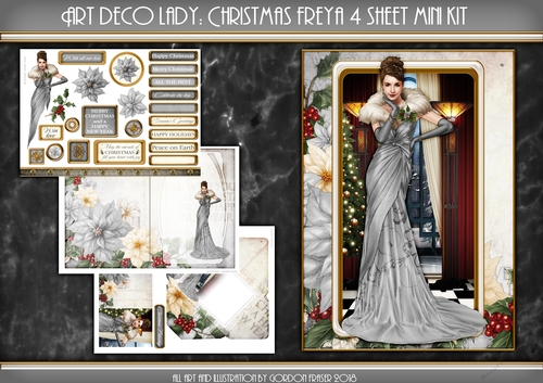 Art Deco Lady Freya Christmas 4 Sheet Mini Kit SILVER