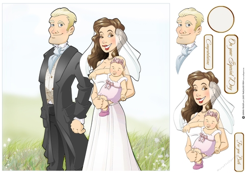 Wedding Couple with Baby 8x8 Card Front