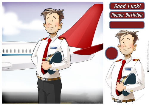 Airline Pilot Dude (Red) 8x8 Quick Card