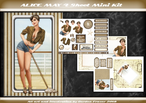 1950s Pin Up Girl Alice May 4 Sheet Mini Kit Brown
