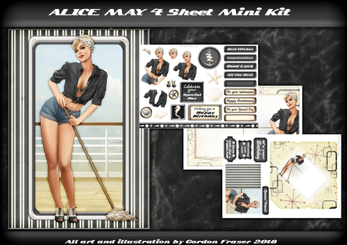 1950s Pin Up Girl Alice May 4 Sheet Mini Kit Black