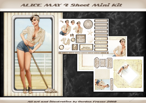 1950s Pin Up Girl Alice May 4 Sheet Mini Kit Cream