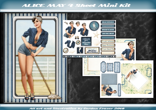 1950s Pin Up Girl Alice May 4 Sheet Mini Kit Dark Blue