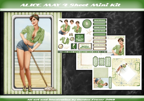 1950s Pin Up Girl Alice May 4 Sheet Mini Kit Green