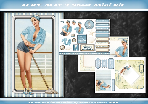 1950s Pin Up Girl Alice May 4 Sheet Mini Kit Light Blue