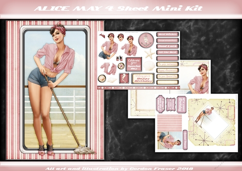 1950s Pin Up Girl Alice May 4 Sheet Mini Kit Pink