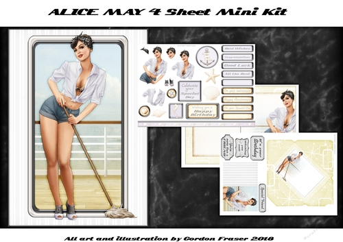 1950s Pin Up Girl Alice May 4 Sheet Mini Kit White