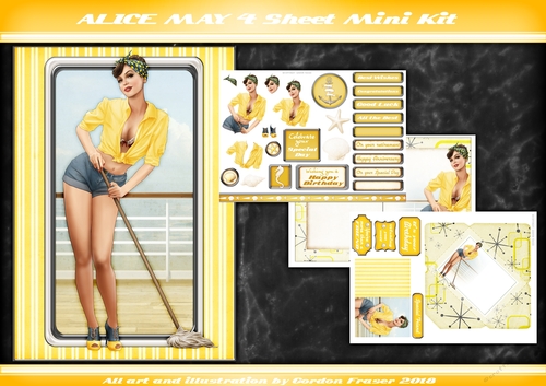 1950s Pin Up Girl Alice May 4 Sheet Mini Kit Yellow