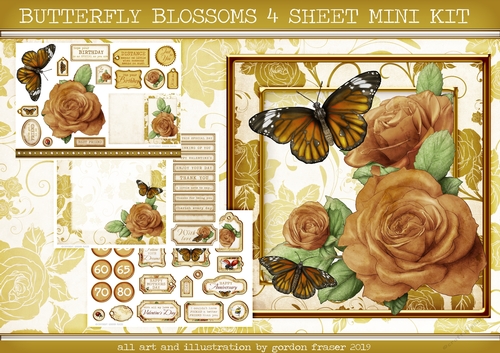 BUTTERFLY BLOSSOMS 4 SHEET MINI KIT GOLD