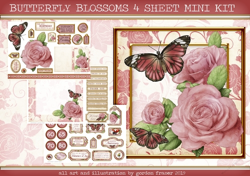 BUTTERFLY BLOSSOMS 4 SHEET MINI KIT PINK