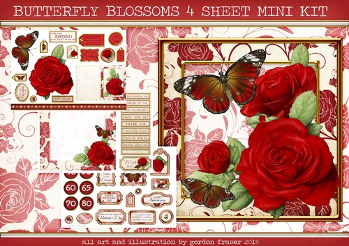 BUTTERFLY BLOSSOMS 4 SHEET MINI KIT RED