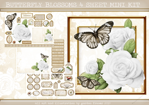 BUTTERFLY BLOSSOMS 4 SHEET MINI KIT WHITE