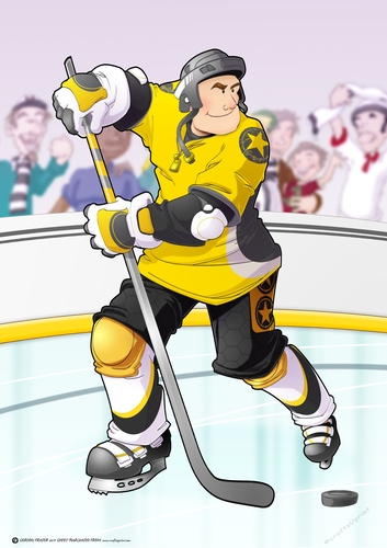 Ice Hockey Dude Yellow and Black A4