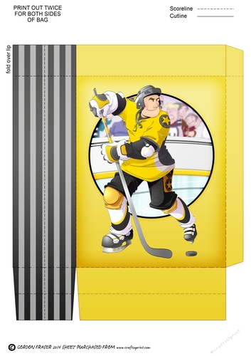 Ice Hockey Dude Yellow and Black Mini Gift Bag