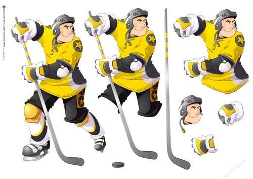 Ice Hockey Dude Yellow and Black Decoupage Sheet