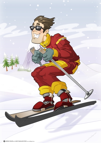 Skier Dude Red A4