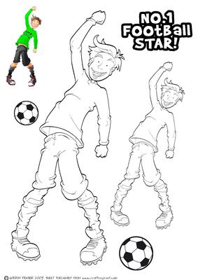 Football Dude Green and Black Digi Stamp.