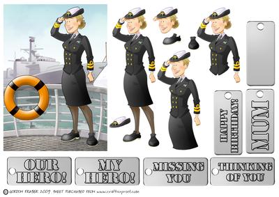 Wren Lady with Battleship. (female Military)