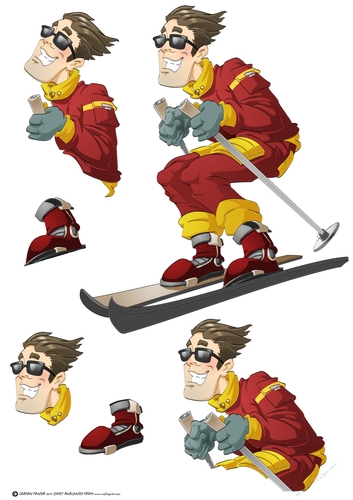 Skier Dude Red Decoupage Sheet