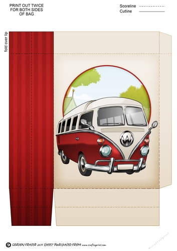Camper Van Red Mini Gift Bag