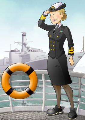 Wren Lady with Battleship. (female Military) A4