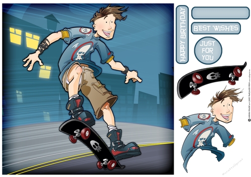 Skater Dude Night 8x8 Card Front