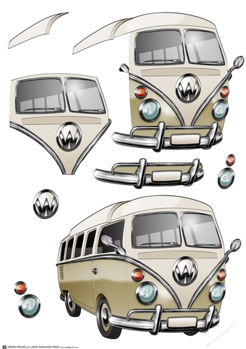 Camper Van Cream Decoupage Sheet