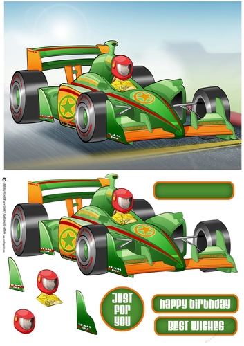 Formula 1 Racing Car Dude Green