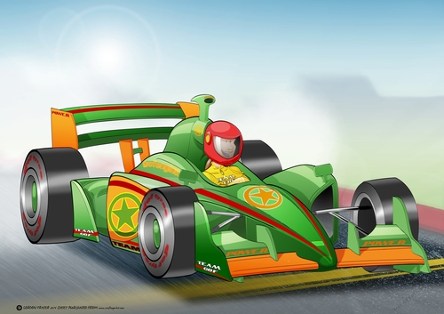 Formula 1 Racing Car Dude Green A4