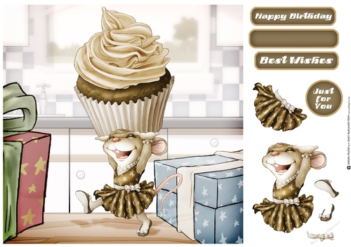 Mrs Cup Cake Mouse (Chocolate) 8x8 Quick Card