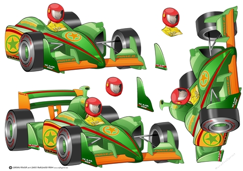 Formula 1 Racing Car Dude Green Decoupage Sheet