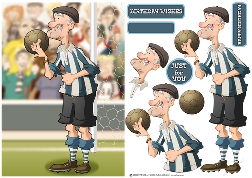 Blue and White Stripe Old Footballer Dude
