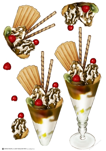 Ice Cream Sundae Chocolate Decoupage Sheet