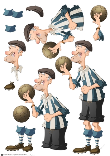 Blue and White Stripe Old Footballer Dude Decoupage Sheet