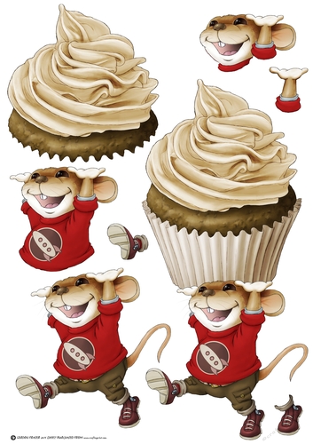 Mr Cup Cake Mouse (Chocolate) Decoupage Sheet